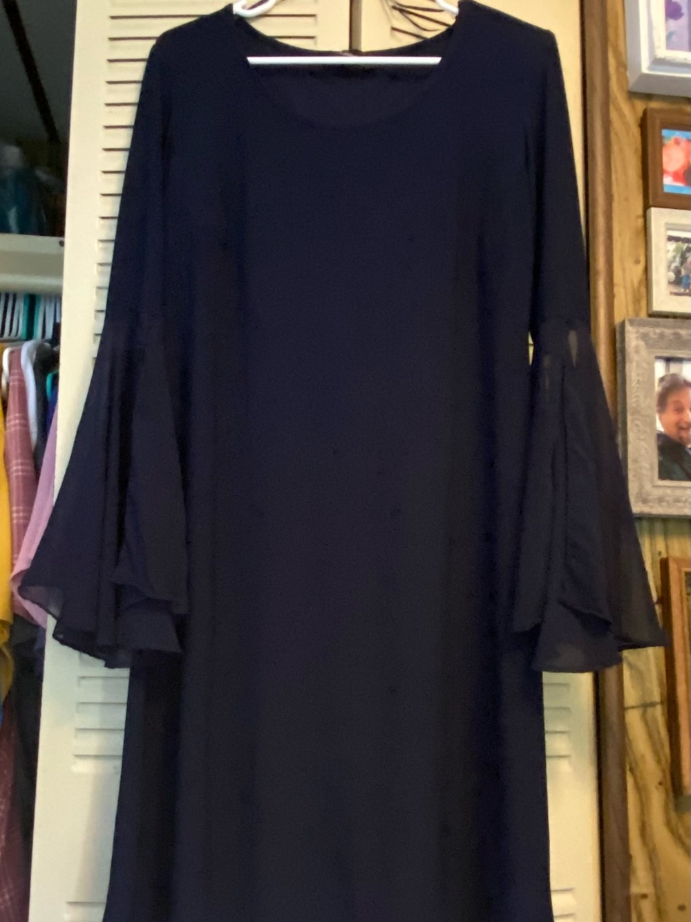 R&M Richards Black Bell Sleeve Shift Dress